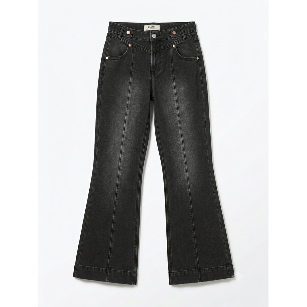 Rock & Roll Denim High Rise Trouser Jeans Washed Black Wide Leg Flare W27 L32